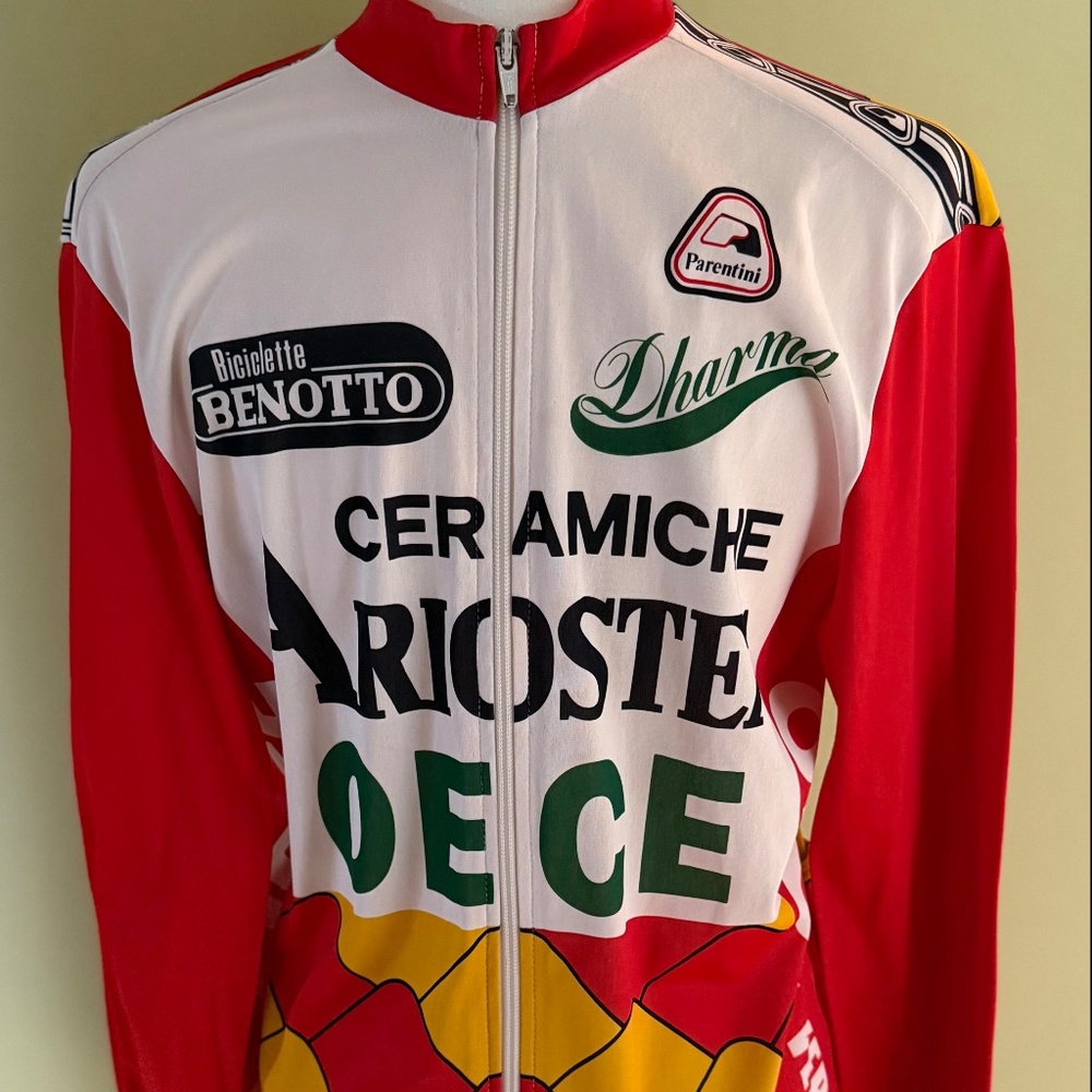Vintage Long Sleeve Cycling Jersey Ceramiche Arioste red and orange